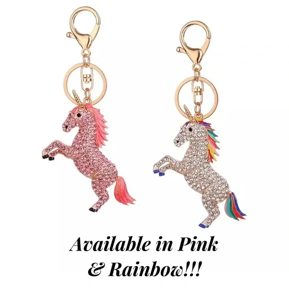 Magical Pink Crystal Unicorn Keychain Charm - Picture 15 of 16